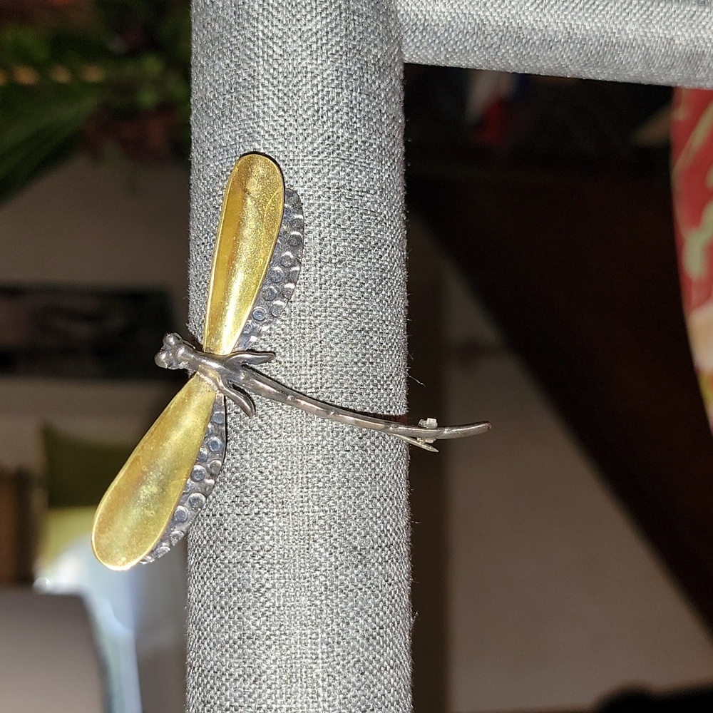 Mexican SS/Brass Dragonfly Brooch